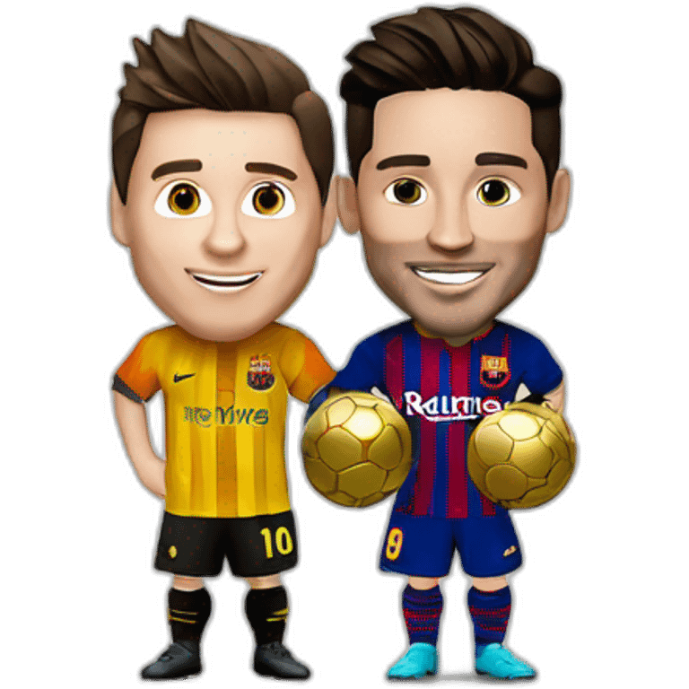 Messi et Cristiano avec un ballon d'or du siècle  emoji