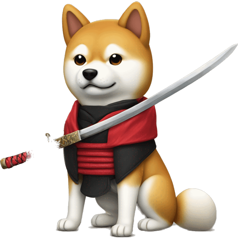 un perro shiba-inu ninja con katana emoji