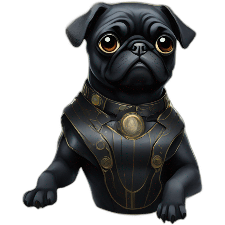 A cyberpunk black pug in Art Nouveau style during 1910 emoji