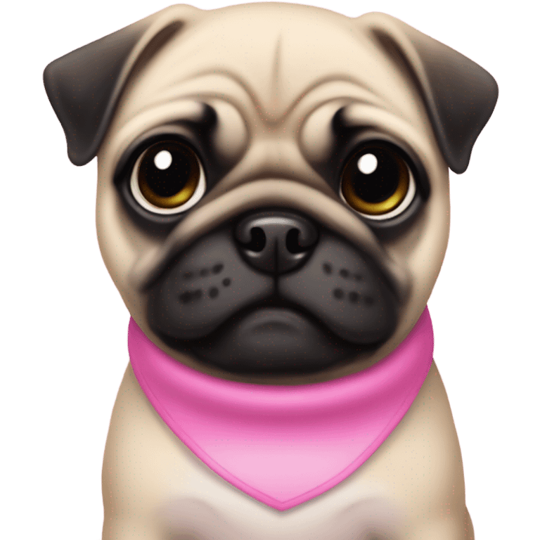 Baby pug with big pink
 eyes and pink collar
 emoji