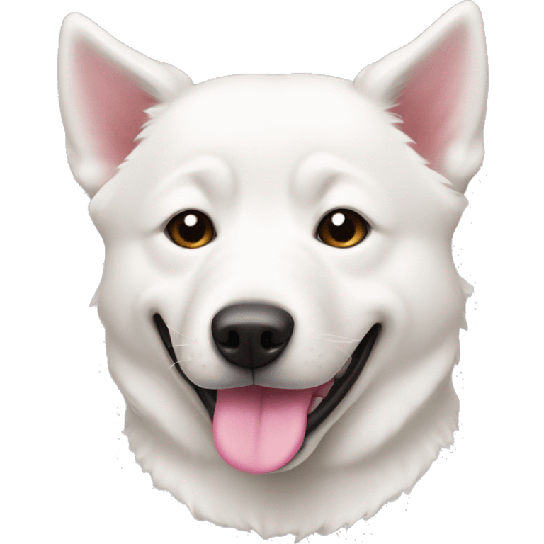 White jindo with pink nose emoji