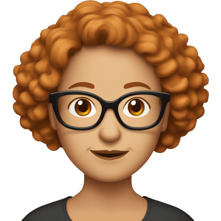 femme 70 ans cheveux bouclés courts roux avec des lunettes  emoji