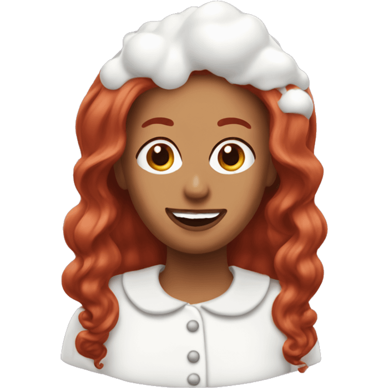 Red haired Woman with whipped cream on her face emoji