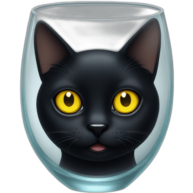 Black cat with yellow eyes in a Glass emoji