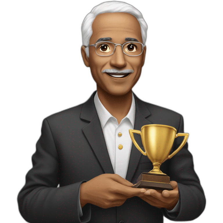 Abdulrazak Gurnah with prize emoji