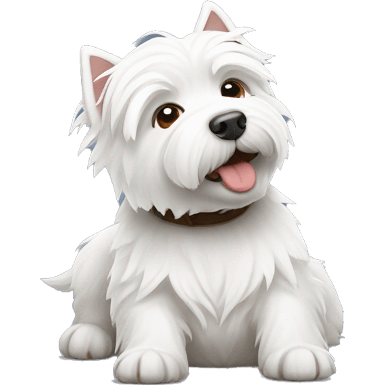 white west highland terrier lying and rolling emoji