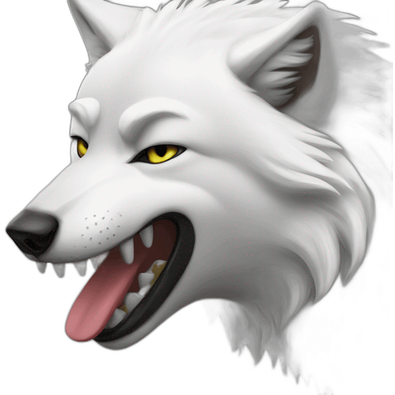 white wolf slurping a bobba emoji