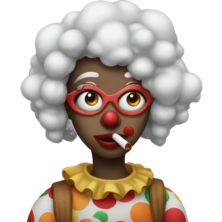 Girl wearing clown suit smoking  emoji