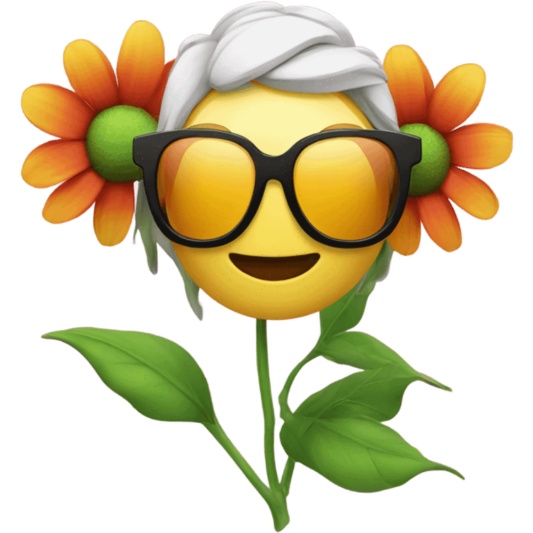 Flower with sunglasses  emoji