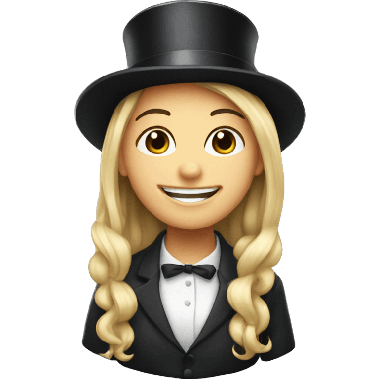 smiling girl white skin, in top hat emoji