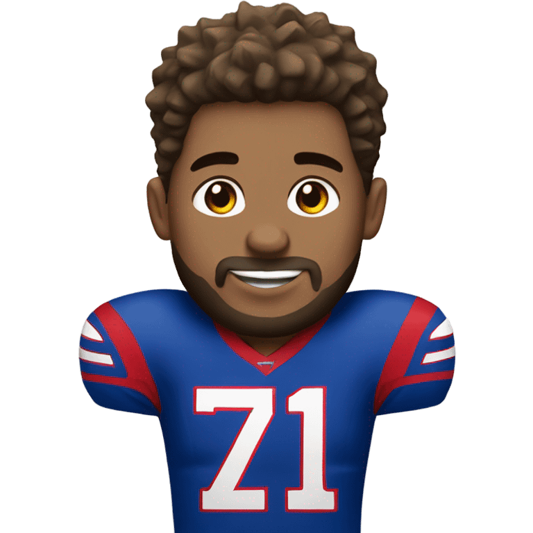 White guy spikey brown hair wearing bills jersey  emoji