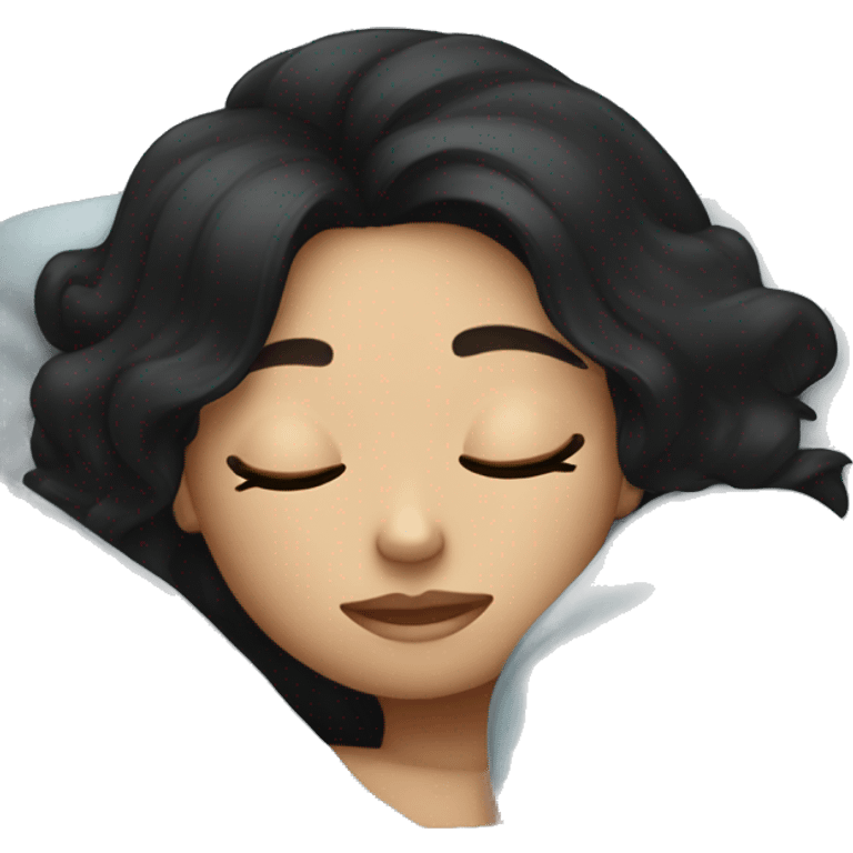 A girl with black hair sleepinh emoji