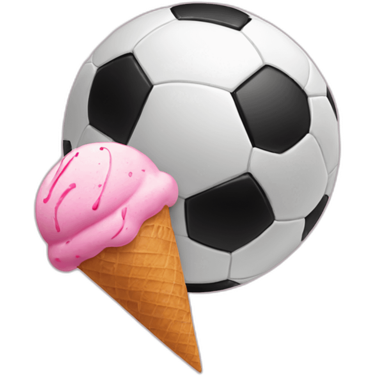 soccer ball with pink ice cream on it emoji