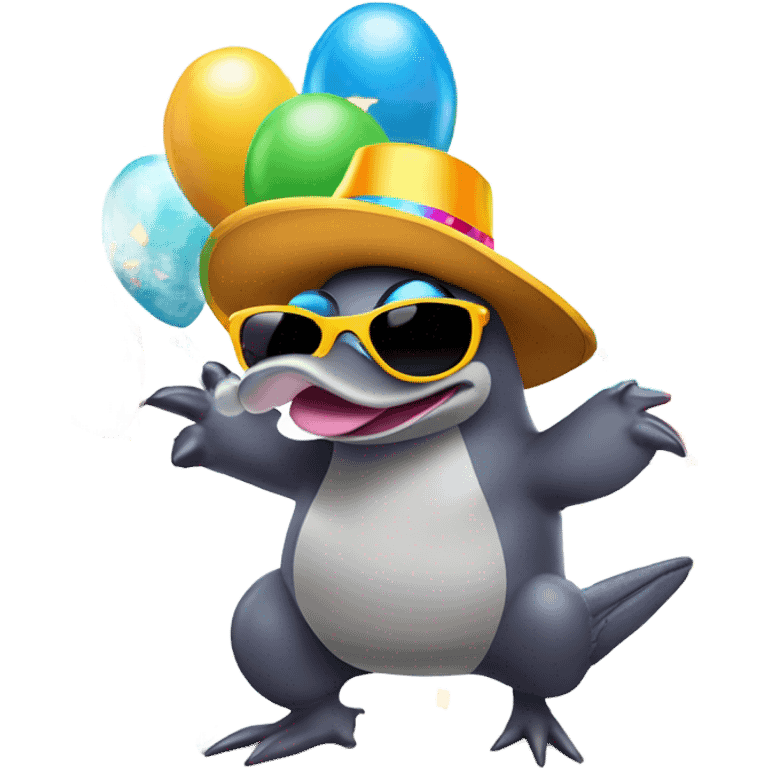 The platypus living its best life and partying emoji