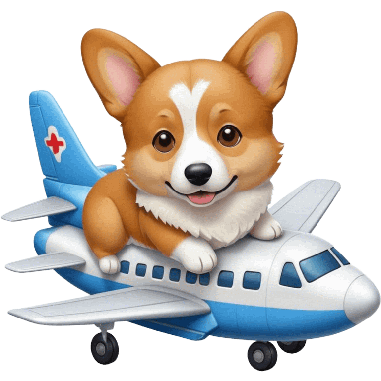 a corgi sitting on a plane emoji