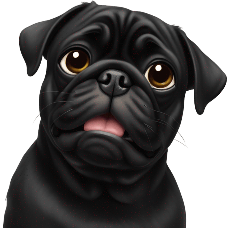 Black pug blowing a kiss emoji