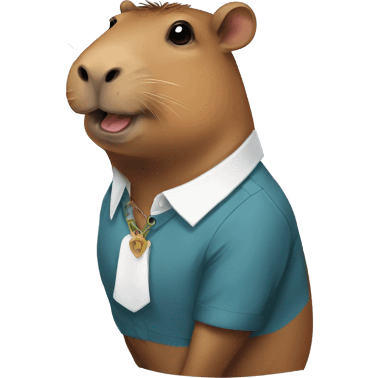 capybara with tattoos and a collared shirt emoji