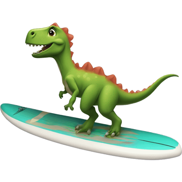 A dinosaur on a surfboard wearing a tutu emoji