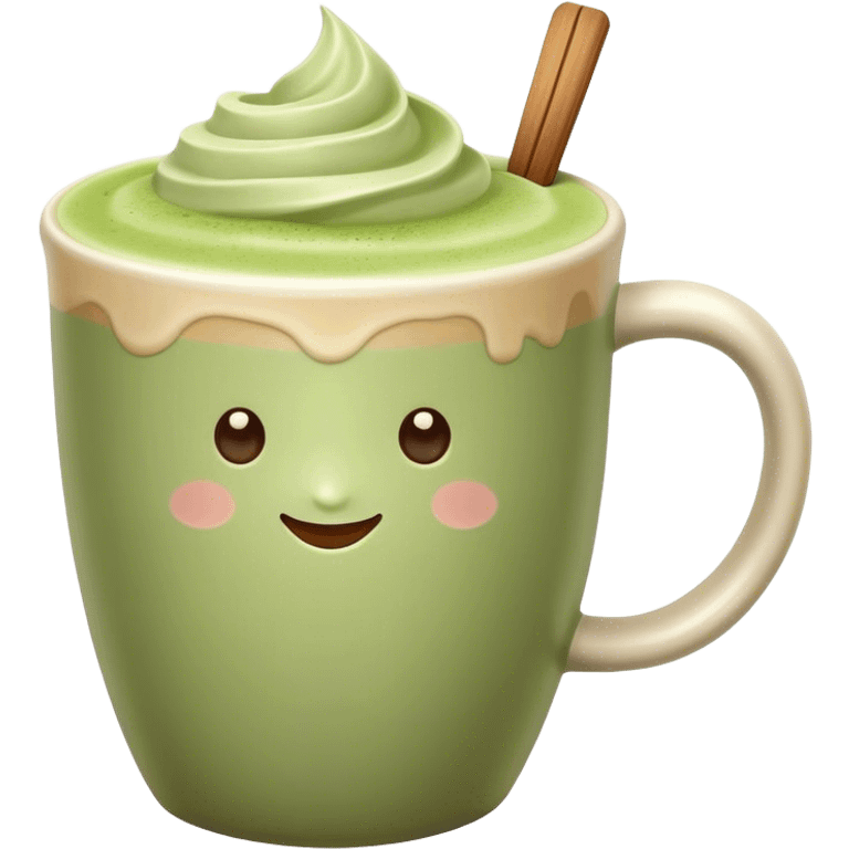 realistic Matcha latte in realistic beige colored mug emoji