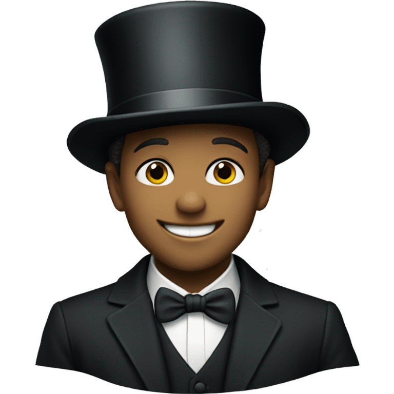 boy in top hat smiling emoji