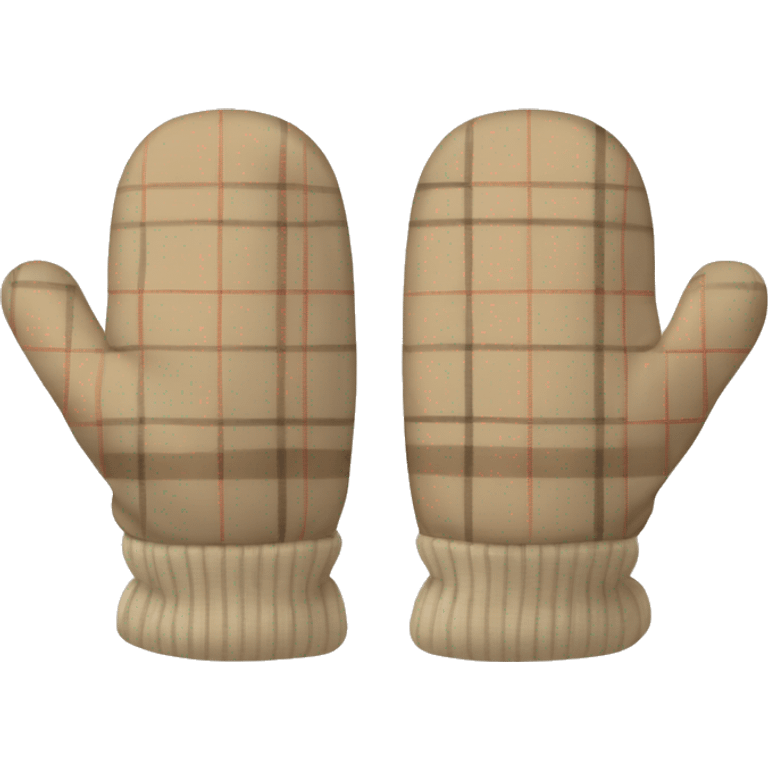 pair of plaid beige winter mits emoji