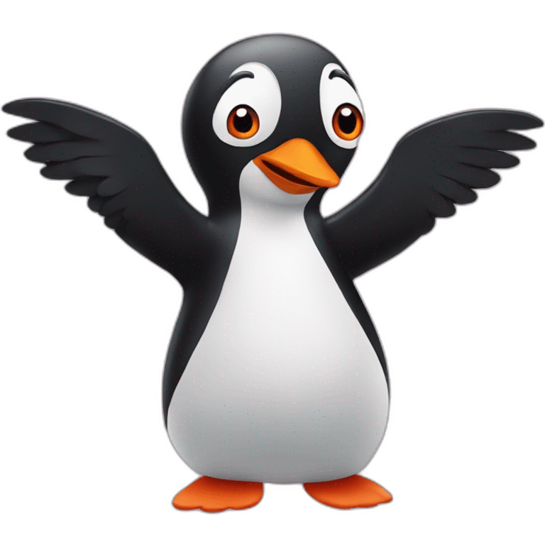 Pingu waving a wing emoji