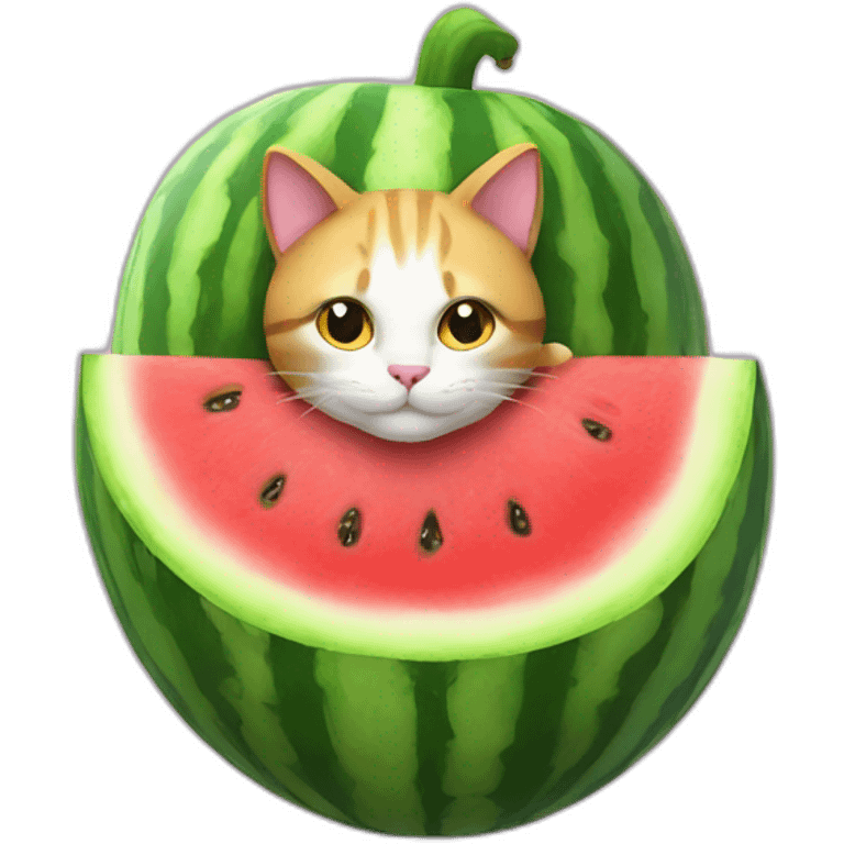 Cat sit in watermelon  emoji