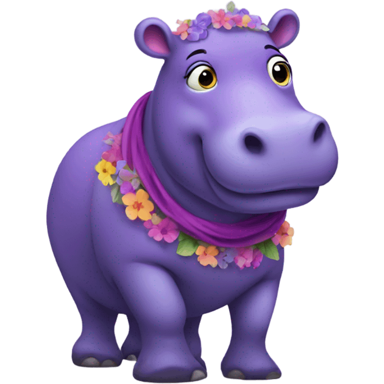 purple hippo in a dress emoji