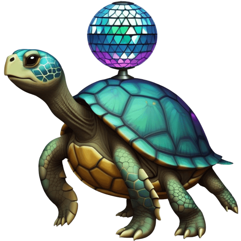 turtle with a discoball hell emoji