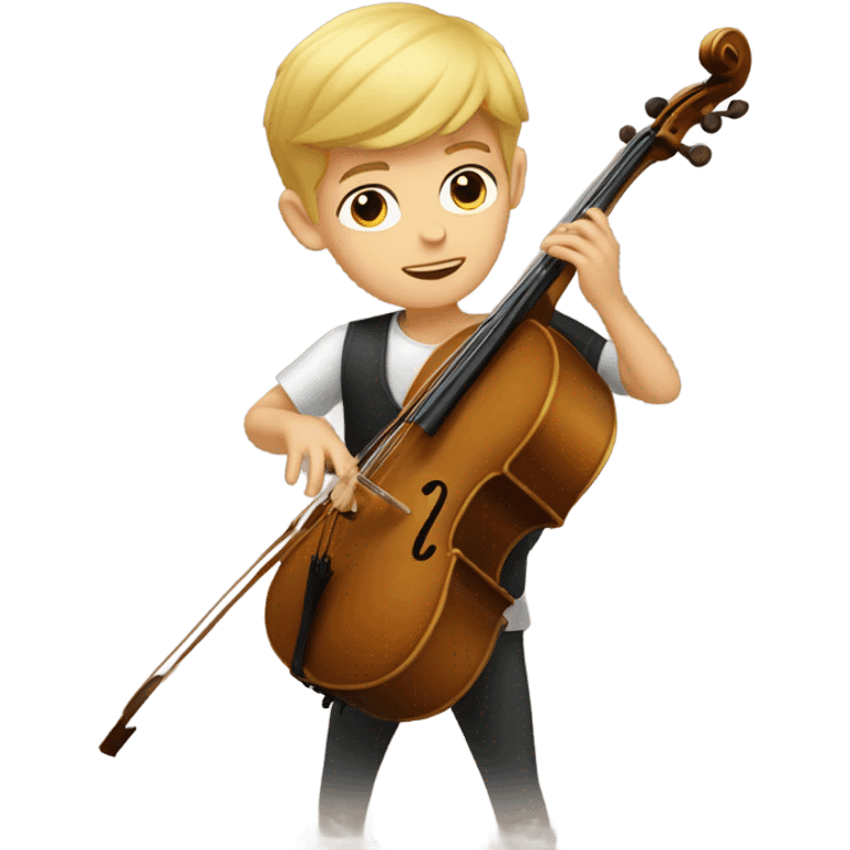 Blonde boy with very short hair playing cello  emoji