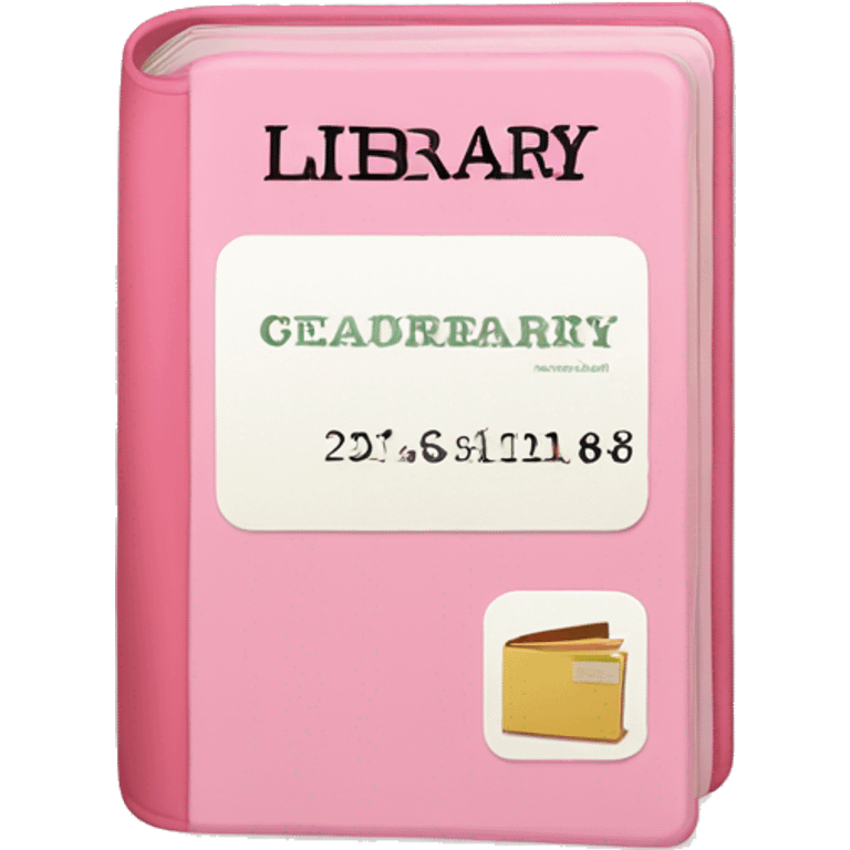 Light pink library card with book on front emoji