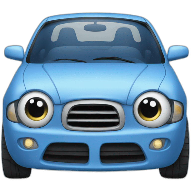 blue car with eyes emoji