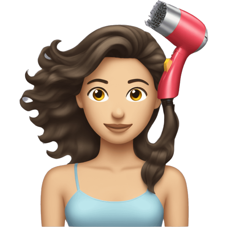 Brunette girl blow drying hair emoji