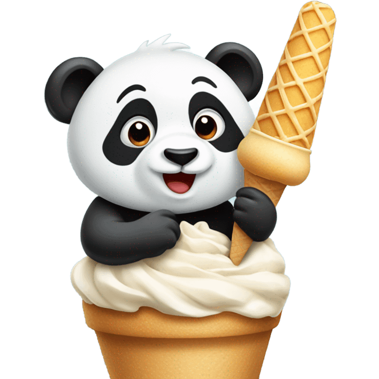 Panda eating ice cream emoji