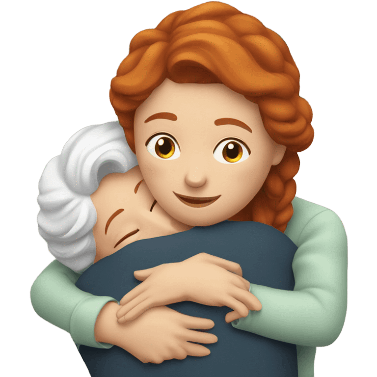 Redhead hugging old woman emoji