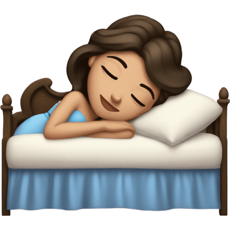 Sleeping brunette beauty princess Disney, bed, white skin emoji