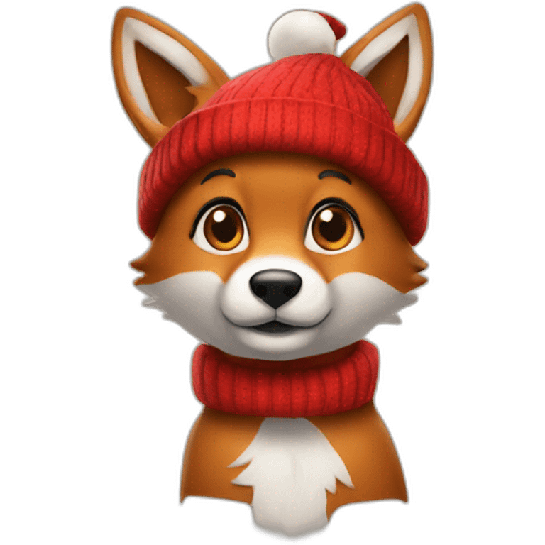 With foxy con un gorro de Navidad emoji