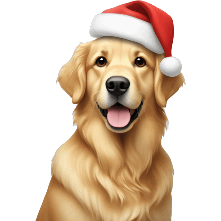 golden retriever with santa hat emoji