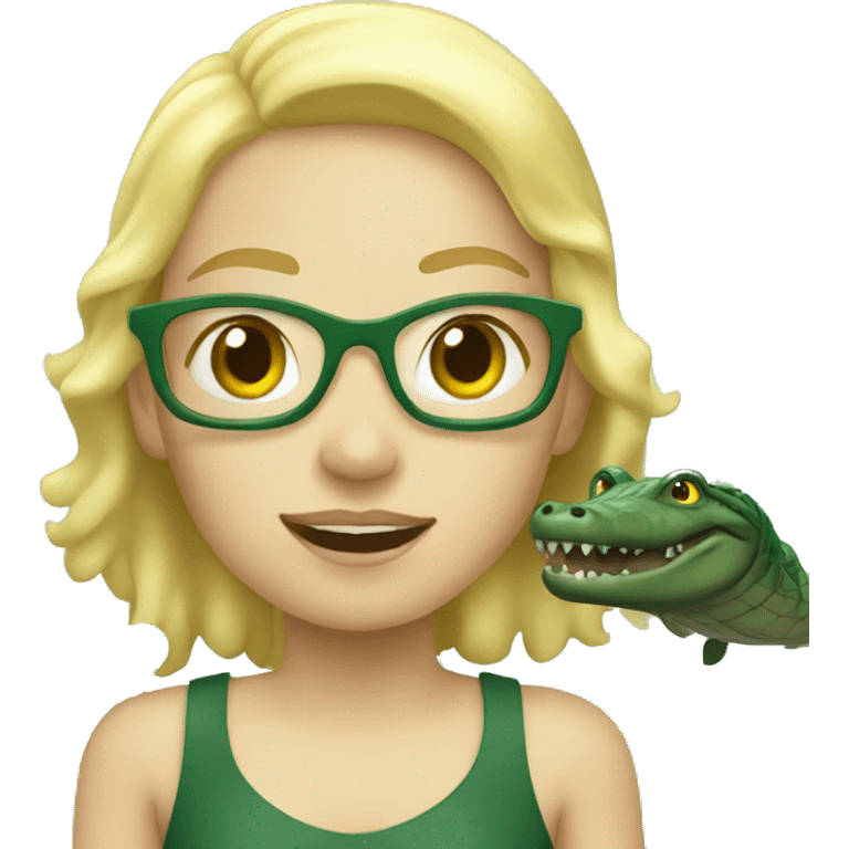 Blonde girl swimming with gators emoji