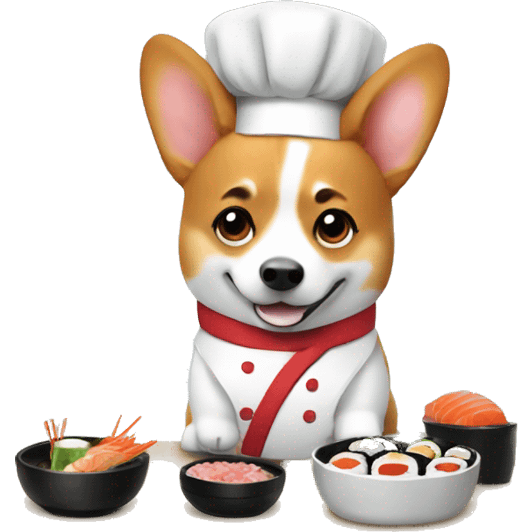 Corgi sushi chef emoji