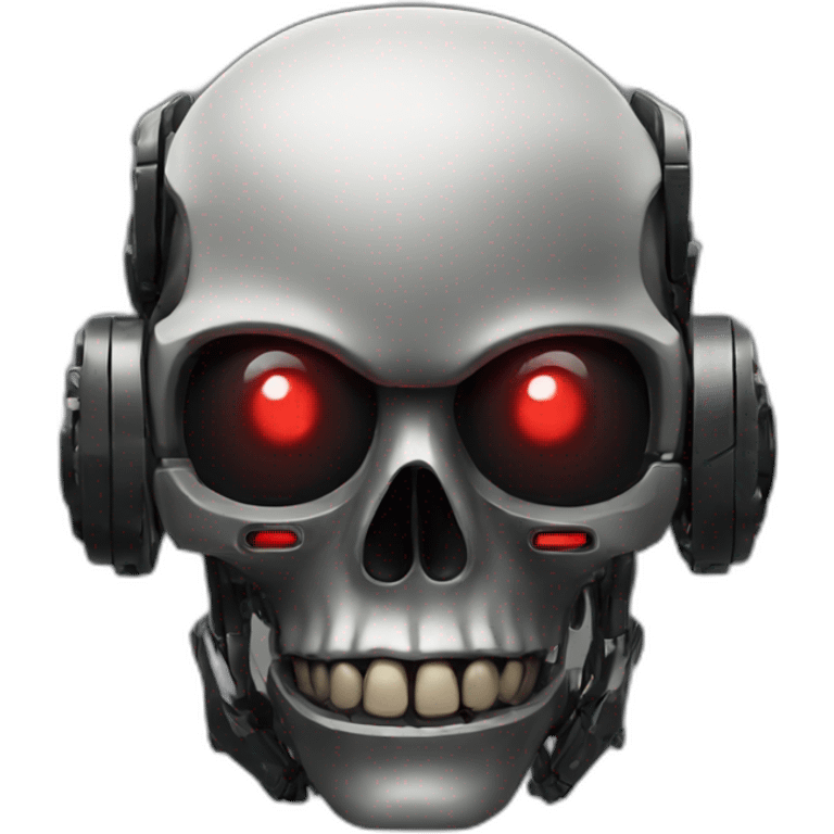 Robotic black skull with red eyes emoji