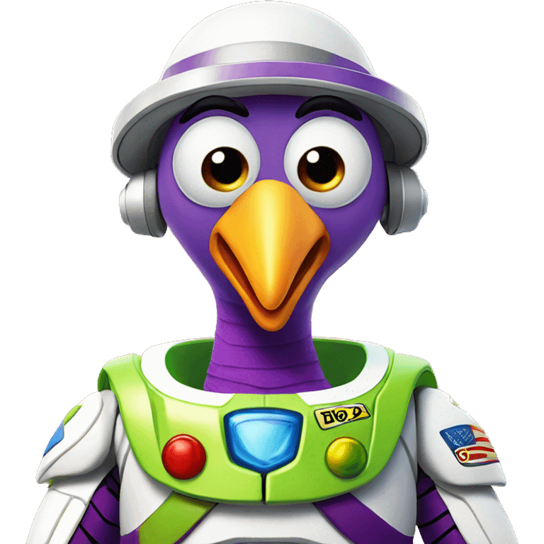 A turkey dressed like buzz lightyear emoji