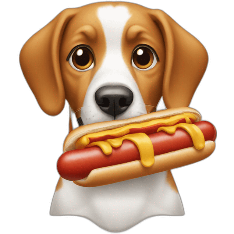 dog eating hotdog emoji