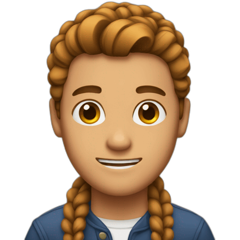 Guy with brown braid emoji