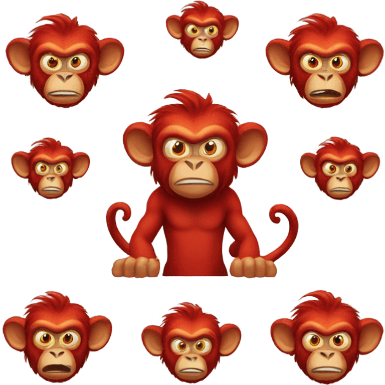 Evil red monkey with a Mane of horns emoji