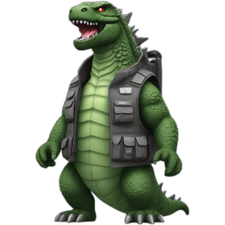 Godzilla with an explosive vest emoji