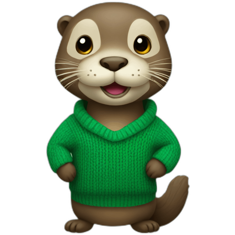 Otter in green sweater where M is written emoji