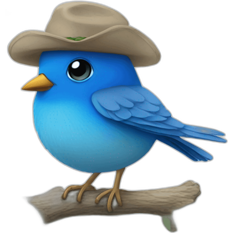 Blue bird with a hat emoji