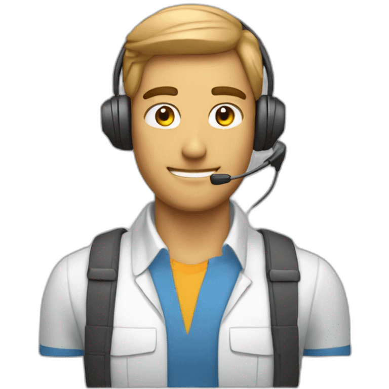 customer service man with headset X emoji too hot emoji