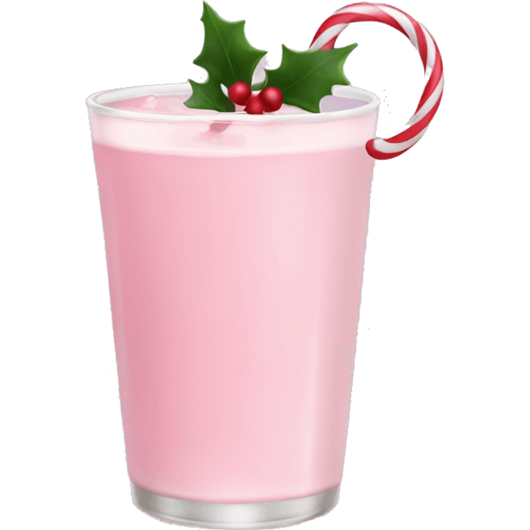 pastel pink christmas drink, with mistletoe on the top of it emoji